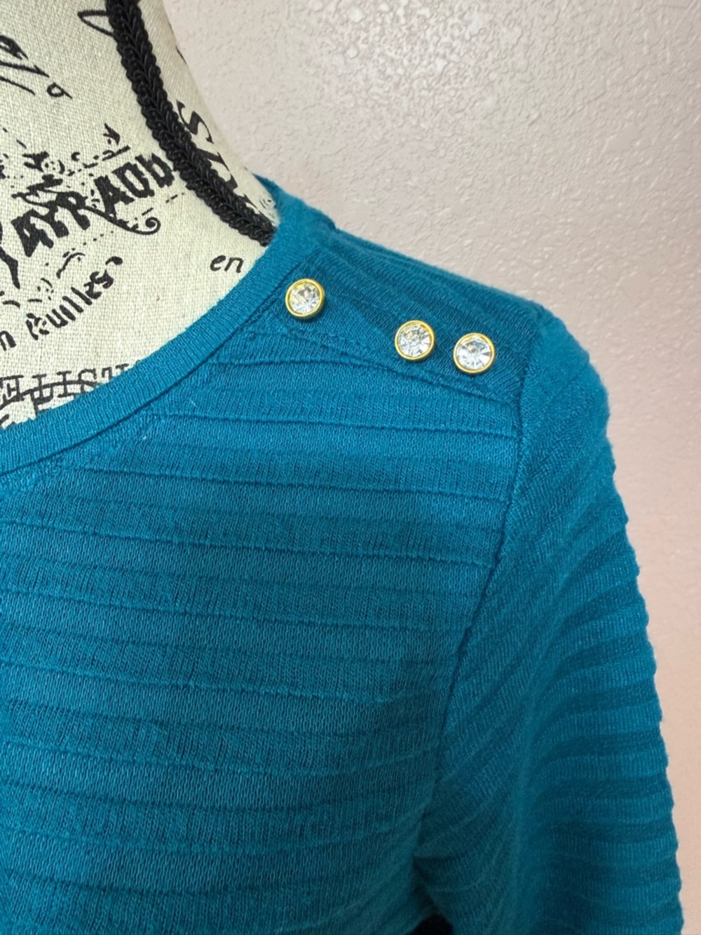 Liz Claiborne Teal Ribbed Sweater - Picture 4 of 7